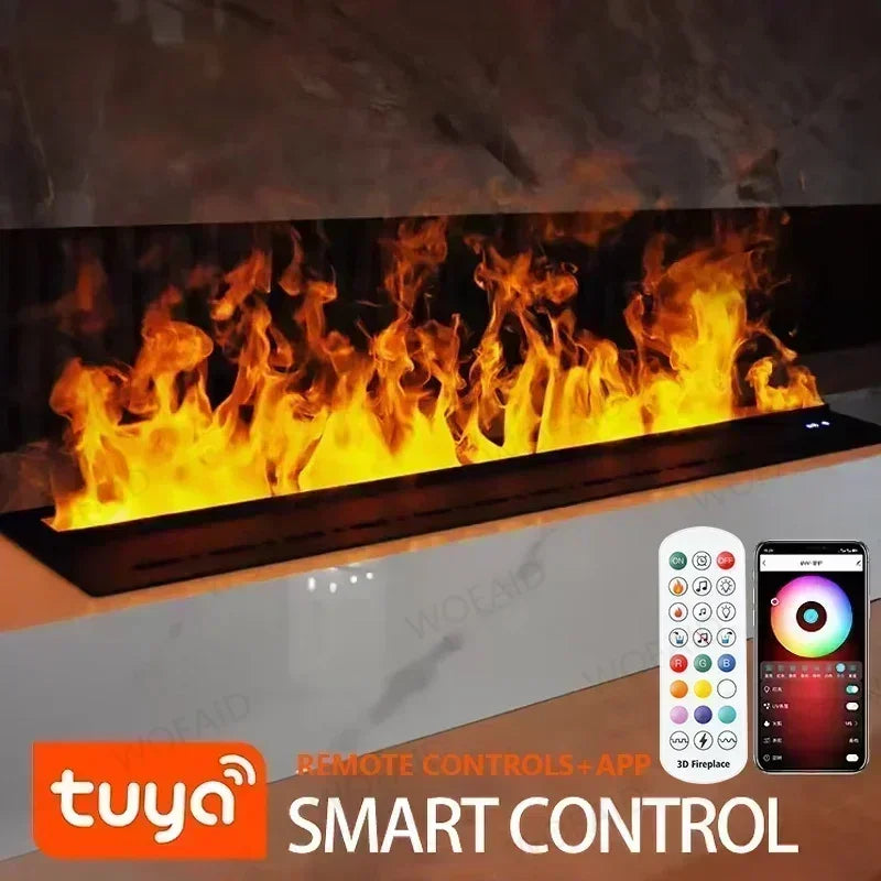 3D Vapor Electric Fireplace For Living Room Smart Simulated Flame Atomization App Control Fireplace TV Stand