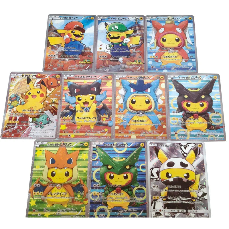 10PCS/Set DIY PTCG Japanese Version Self-made Pocket Monster Card Cartoon Anime Peripheral Collection Game Card
