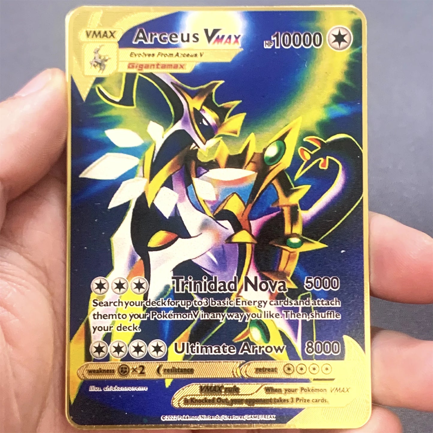 10000 Arceus Vmax DIY Golden Pokemon Metal Cards English in Iron Pokmo Letters Collection Card
