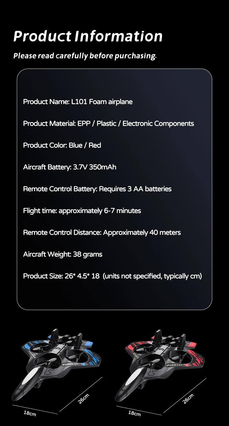 Foam RC Plane 2.4G Remote Control Stunt Glider 360 ° Flying Aircraft with LED for Kids