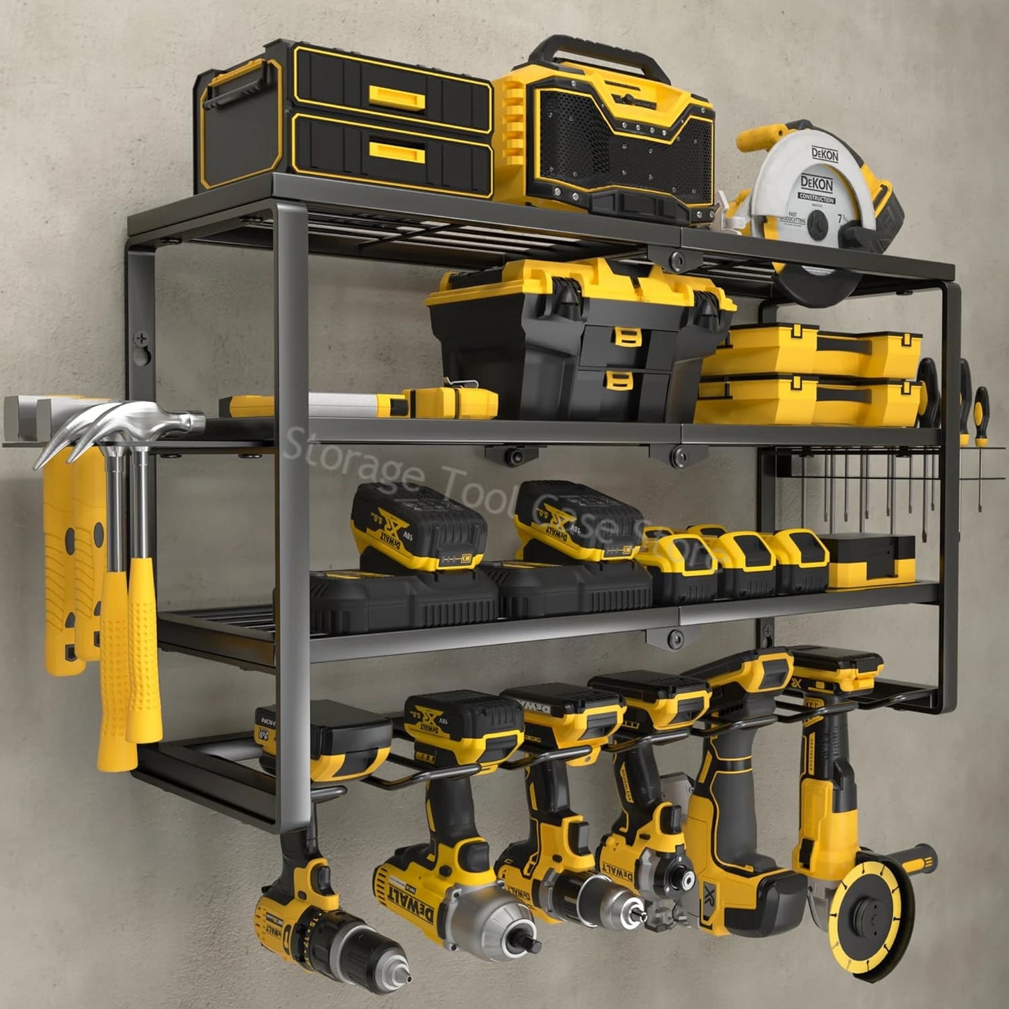 3-Layer Power Tool Organizer Wall Tool Shelf Cabinet Electric Drill Tool Trolley Storage for Garage Workshop