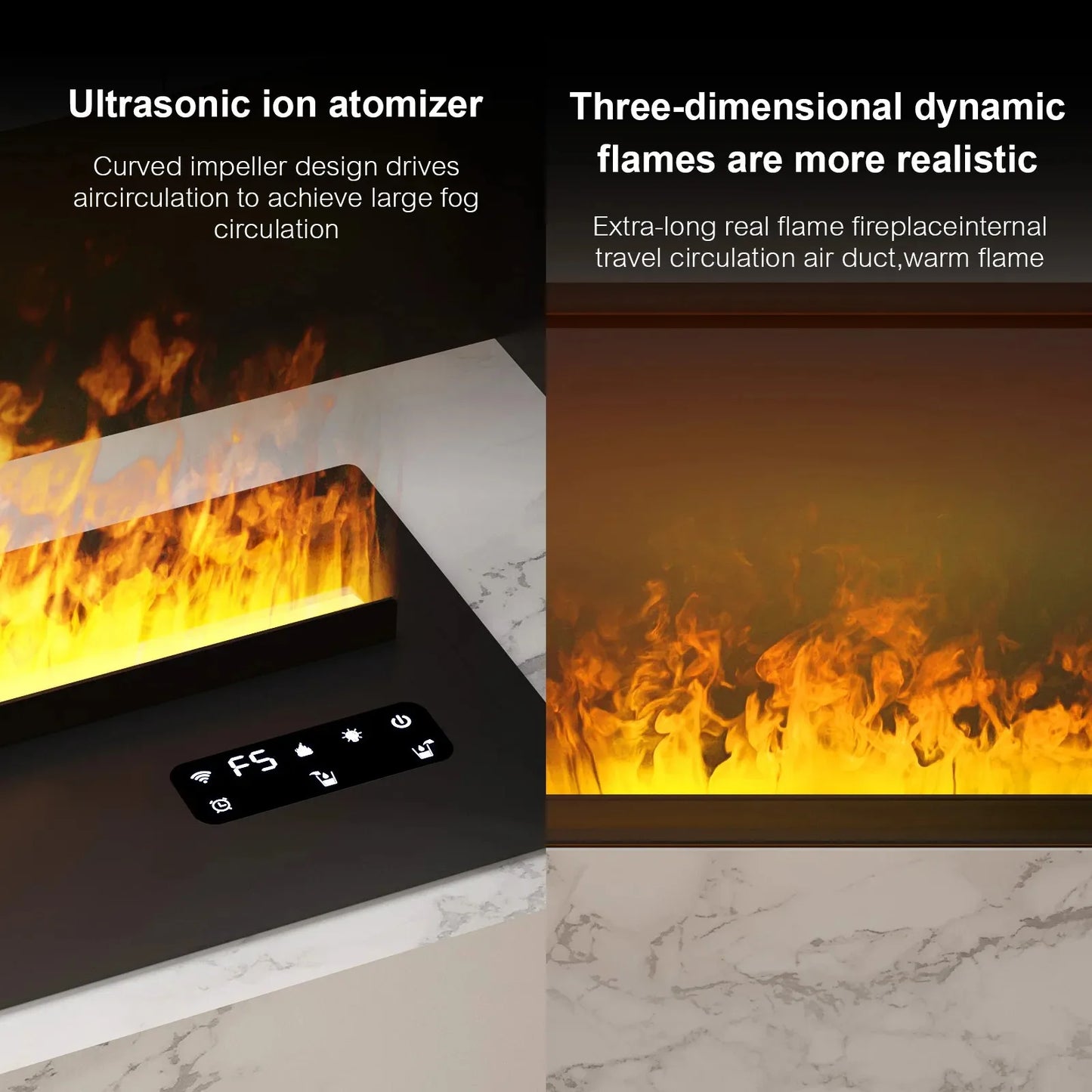 3D Water Electric Fireplace Mist Embedded Remote Control APP Interior Decoration
