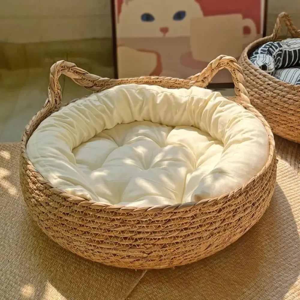 Purely natural woven cat bed, universal washable , pet supplies accessory, Suitable for all seasons