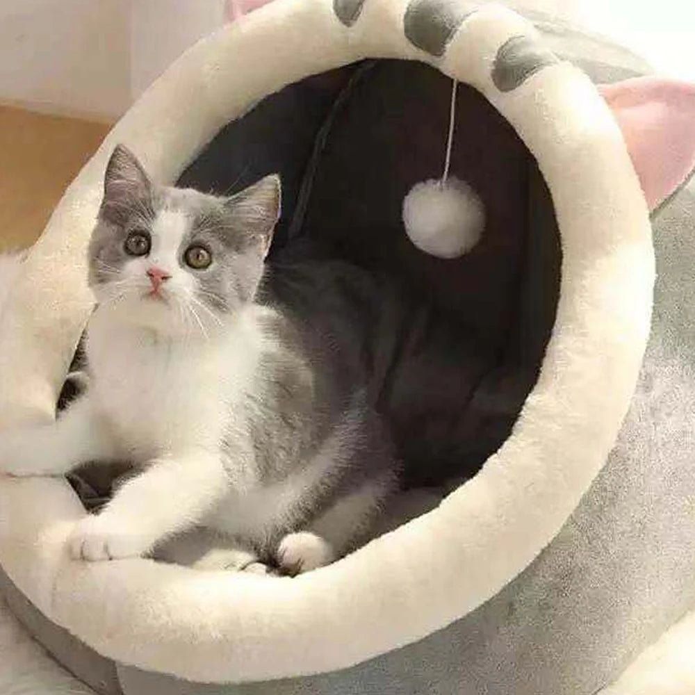 1PC Warm Winter Four Seasons Universal Semi-Closed Cute Comfortable Cat Nest Bed