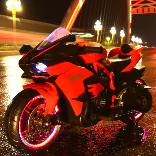 1.1M Long Children Electric Two Wheeled Rechargeable Drive Motorcycle For 3-9 Years Kids Ride On