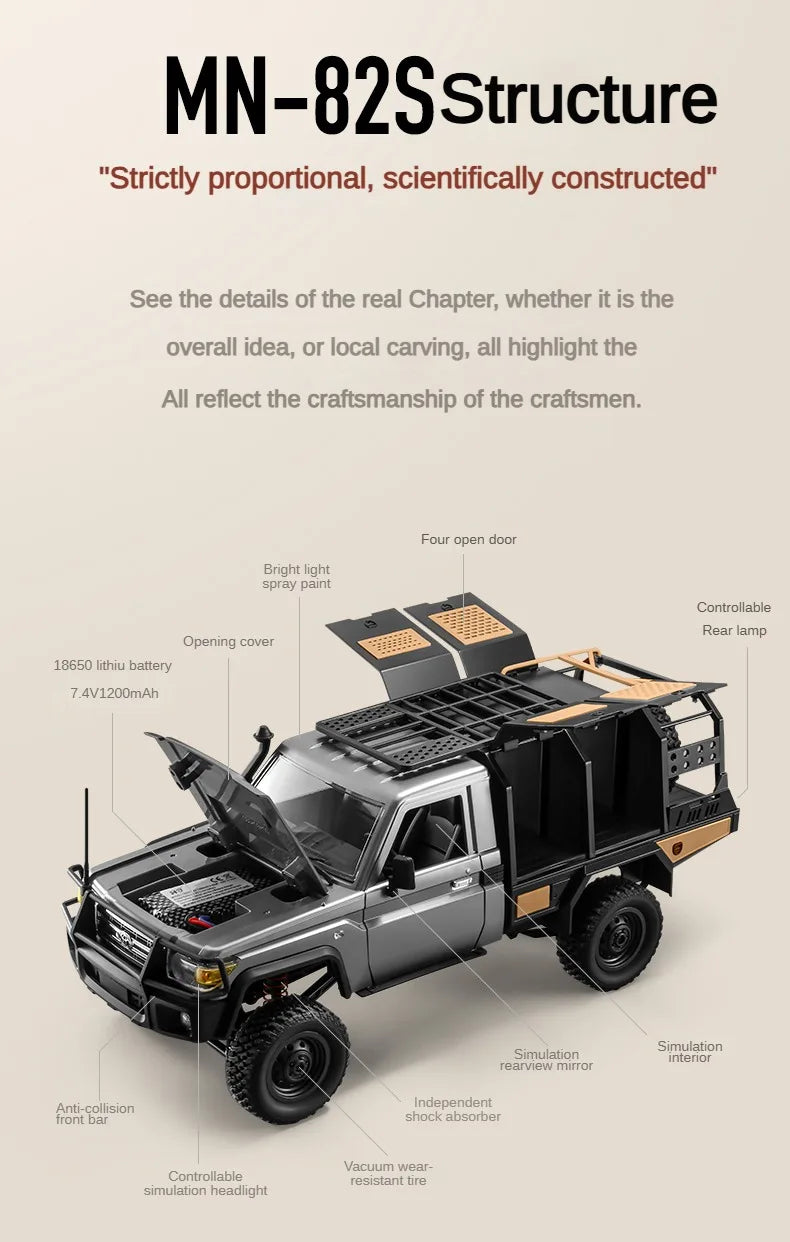 4WD Full Scale RC Pickup Short Truck 2.4G Remote Control Climbing Off-road Car Toys for Kids Christmas Gift