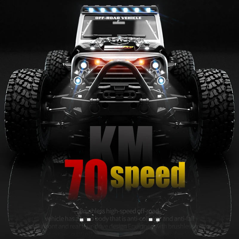 70KM/H Professional RC Car: Brushless Motor, 1:16 Scale 4WD High-Speed Off-road Climbing Vehicle W LED Light