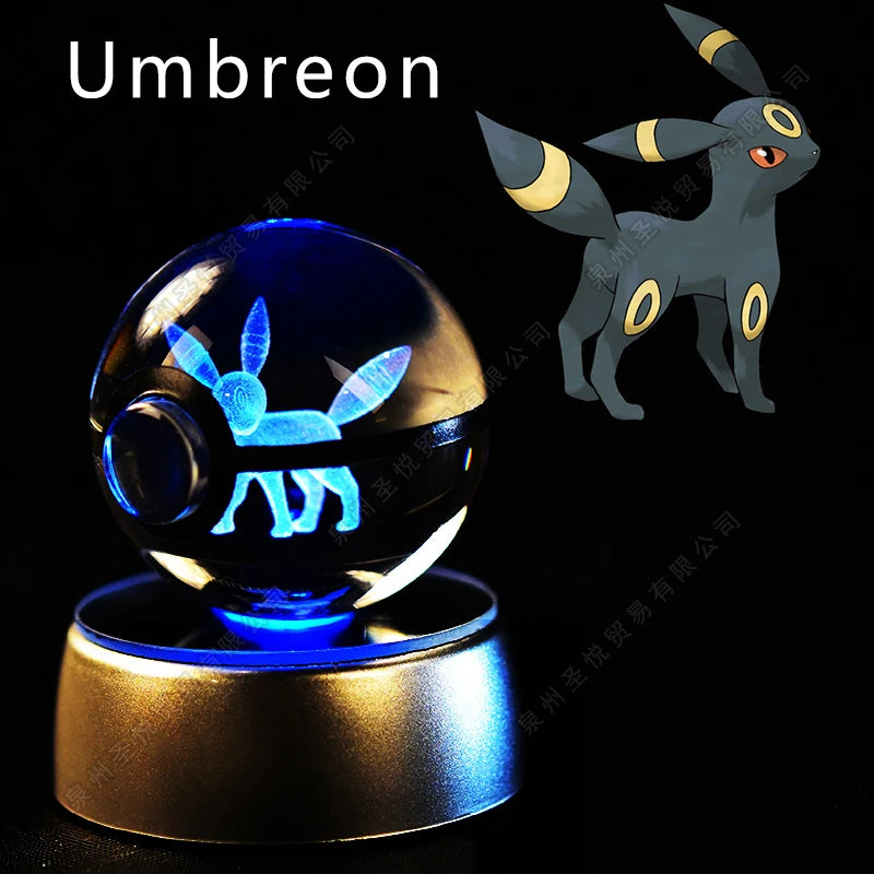 Pokemon Crystal Ball 3D Pikachu Gengar Mewtwo Night Light Lamp