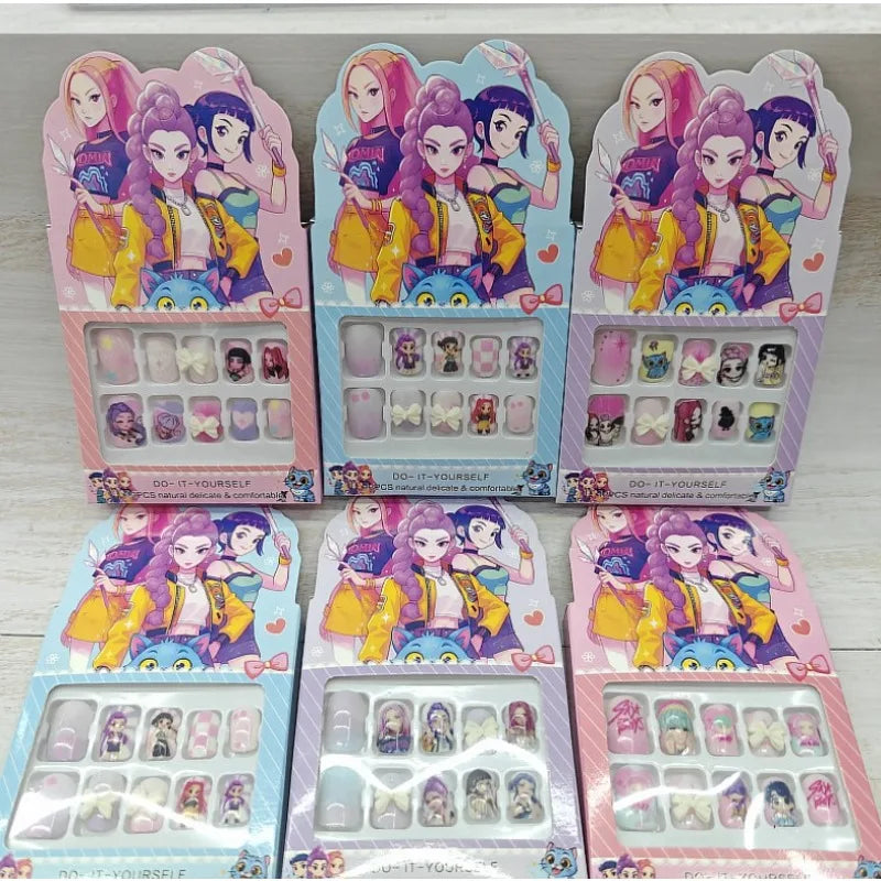 New Hot Kpop Demon Hunter Girl Group Boutique Children's Girls Exquisite Wearable Nail Stickers Toy