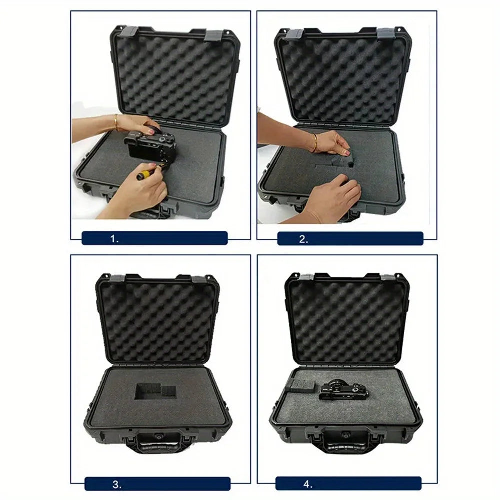 Waterproof Hard Carry Case Bag Toolbox With Pre-cut Sponge Storage Box Safety Protector Organizer Hardware Box Impact Resistant