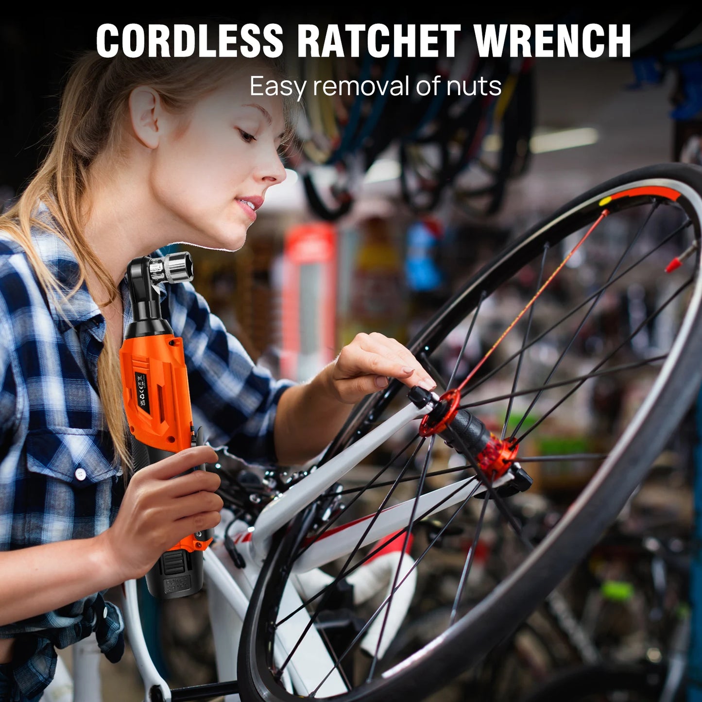 3/8’ 12 V Extended Cordless Ratchet for Car Repair, DIY Work, Automotive