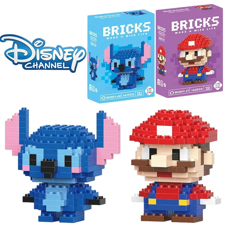 Disney LiLo Stitch Toys Building Blocks Pokeman Pikechu lega Anime Cartoon Character Model