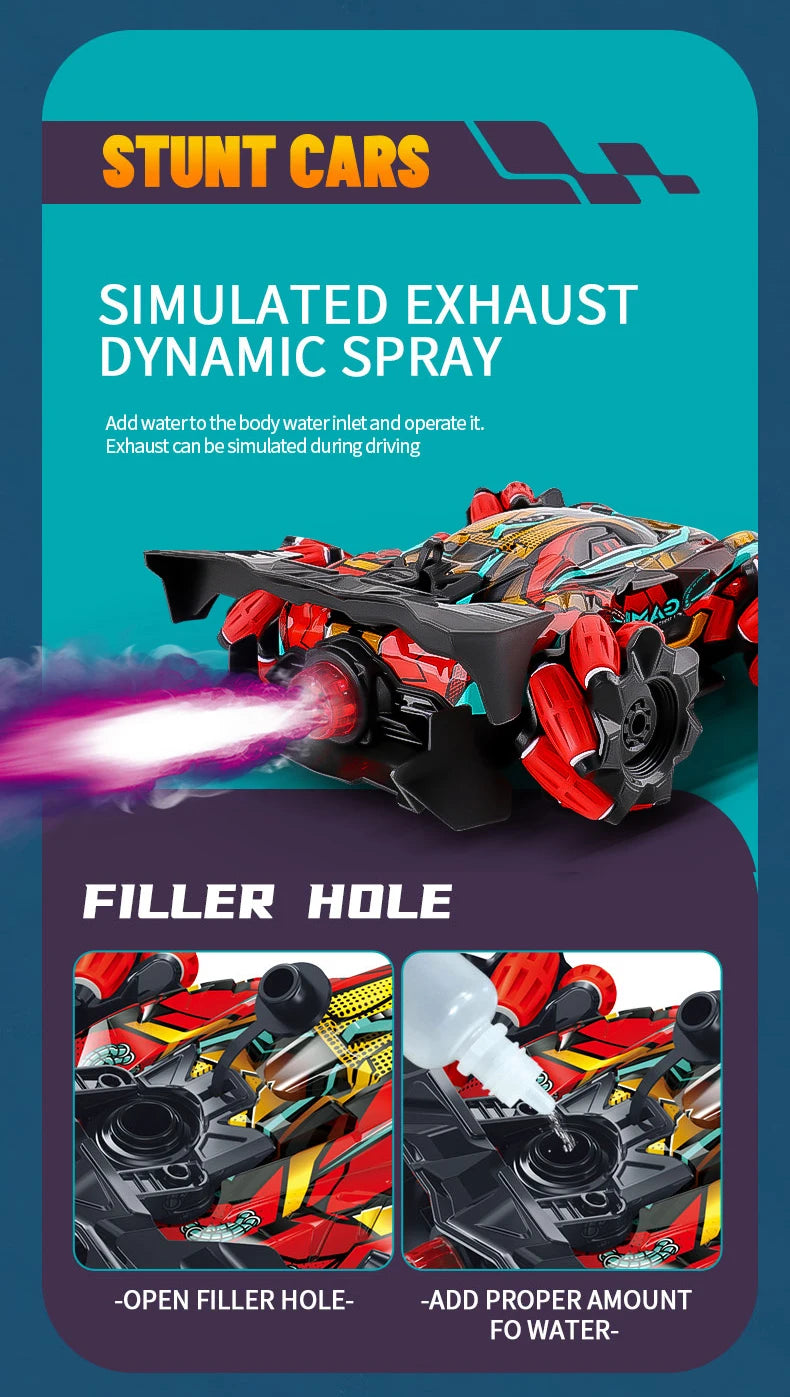 F1 RC Drift Car With Music Led Lights 2.4G Glove Gesture Radio Remote Control Spray Stunt Cars