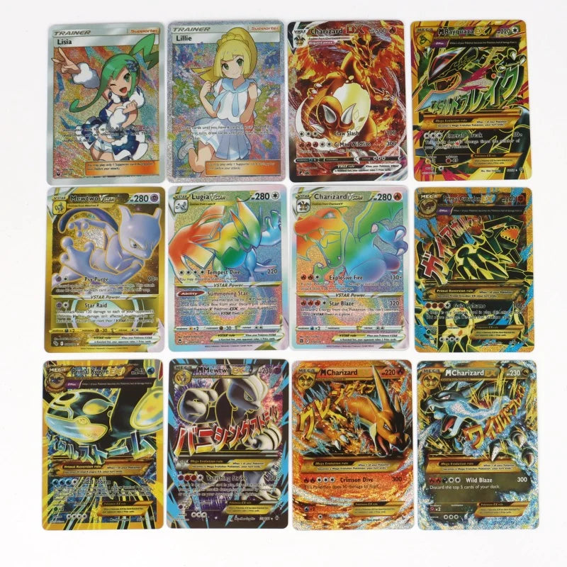 60/100Pcs English Pokemon Card 1996 Year Shining Charizard Pikachu Mewtwo trade Card Kids Pokemon Toy