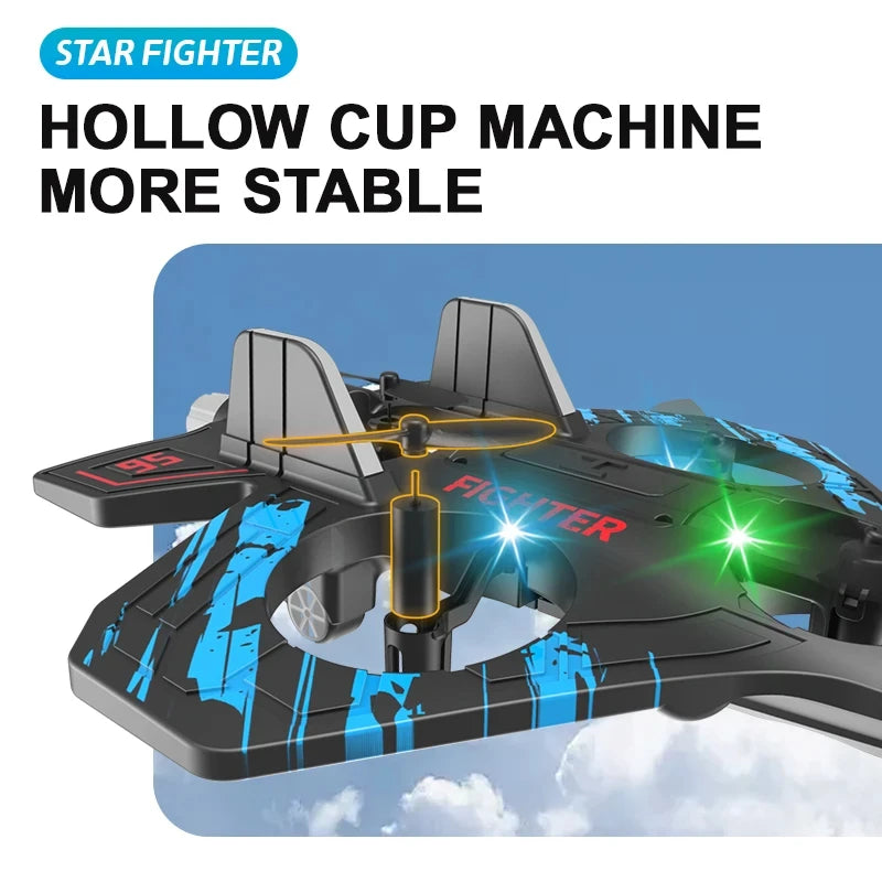 2.4G Remote Control Fighter Electric Foam Glider Stunt Tumbling UAV Helicopter with LED Lights