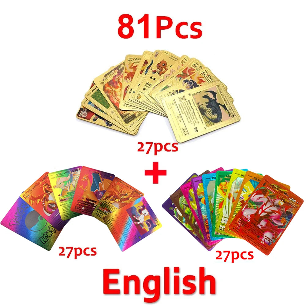 Pokemon Cards Vmax GX Gold Foil Flash Card Colorful Game Battle Collection