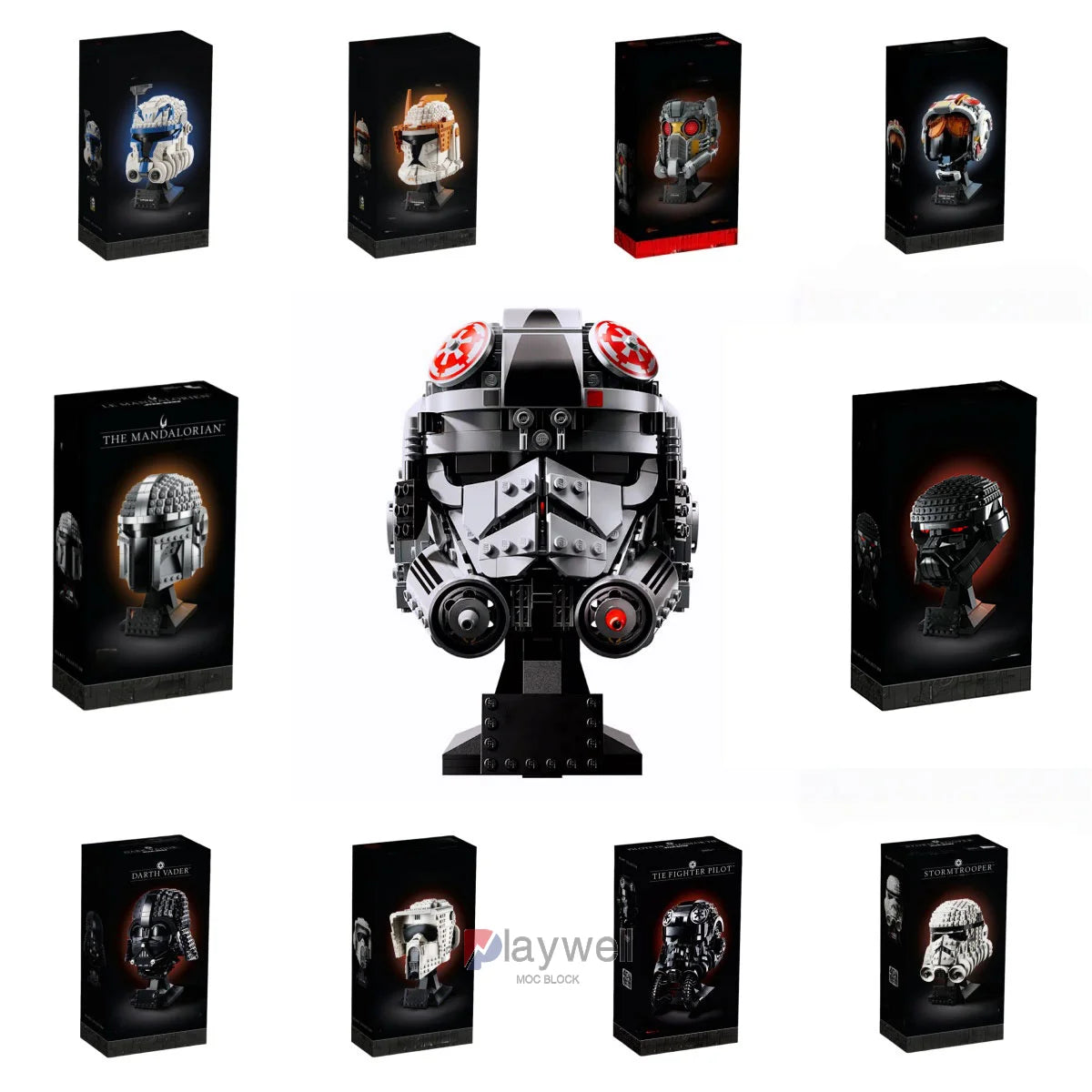 2025 Space War The Mandalorian Helmet Scout Dark Trooper Darth Vader 75429 Building Blocks Desk Decoration