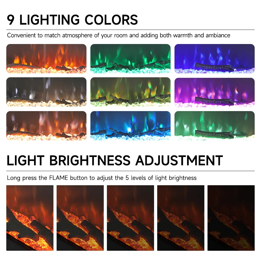 Recessed/Freestanding Electric Fireplace Wall Mounted Home Decoration Multi Size With Remote