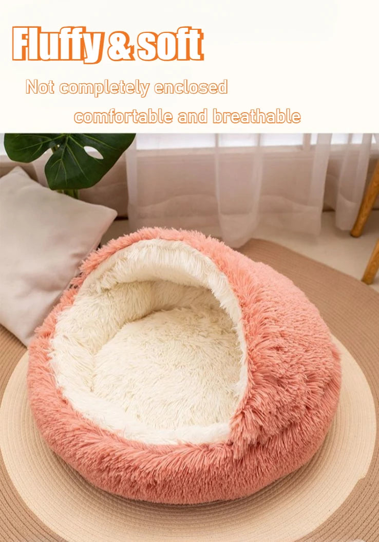2 in 1 Soft Plush Pet Bed 50CM with Cover Round Pet Puppy Mattress for Small Dogs Cats
