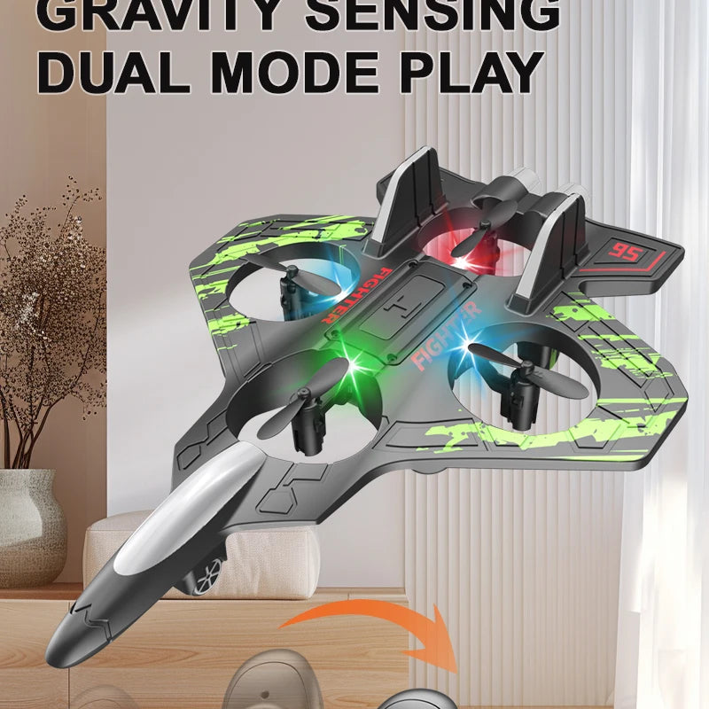 2.4G Remote Control Fighter Electric Foam Glider Stunt Tumbling UAV Helicopter with LED Lights