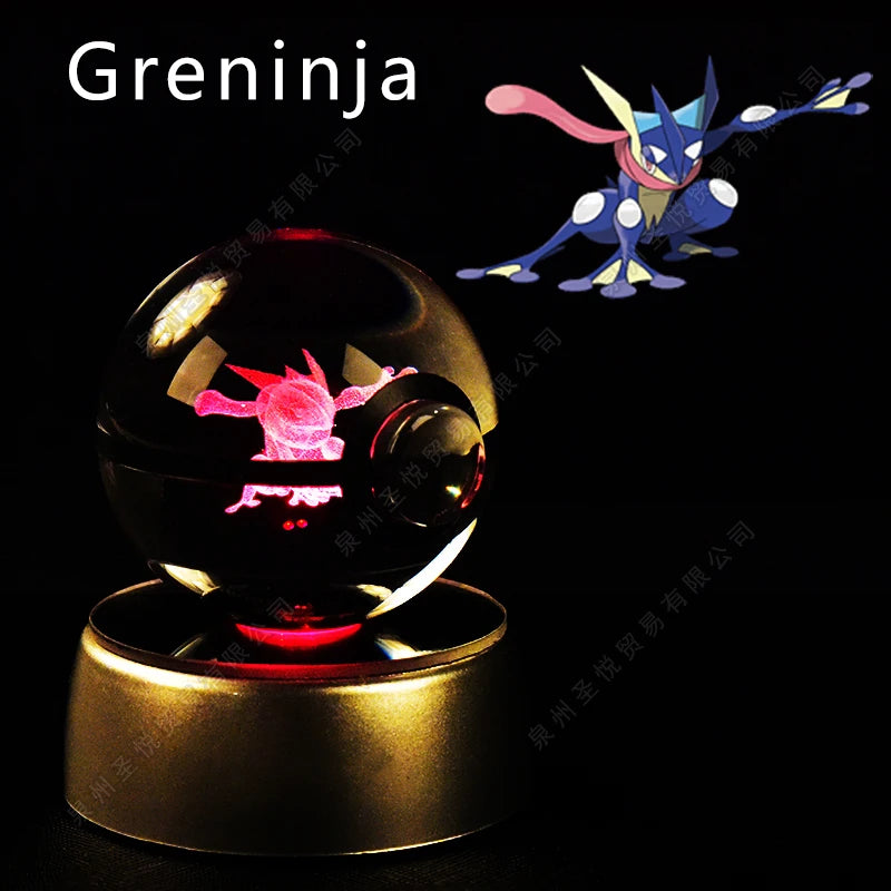 Pokemon Crystal Ball 3D Pikachu Gengar Mewtwo Night Light Lamp