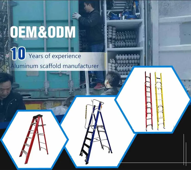 EN61478 Fiberglass Single Section Straight Strengthen Step Support And Handrail Ladder For Electricians