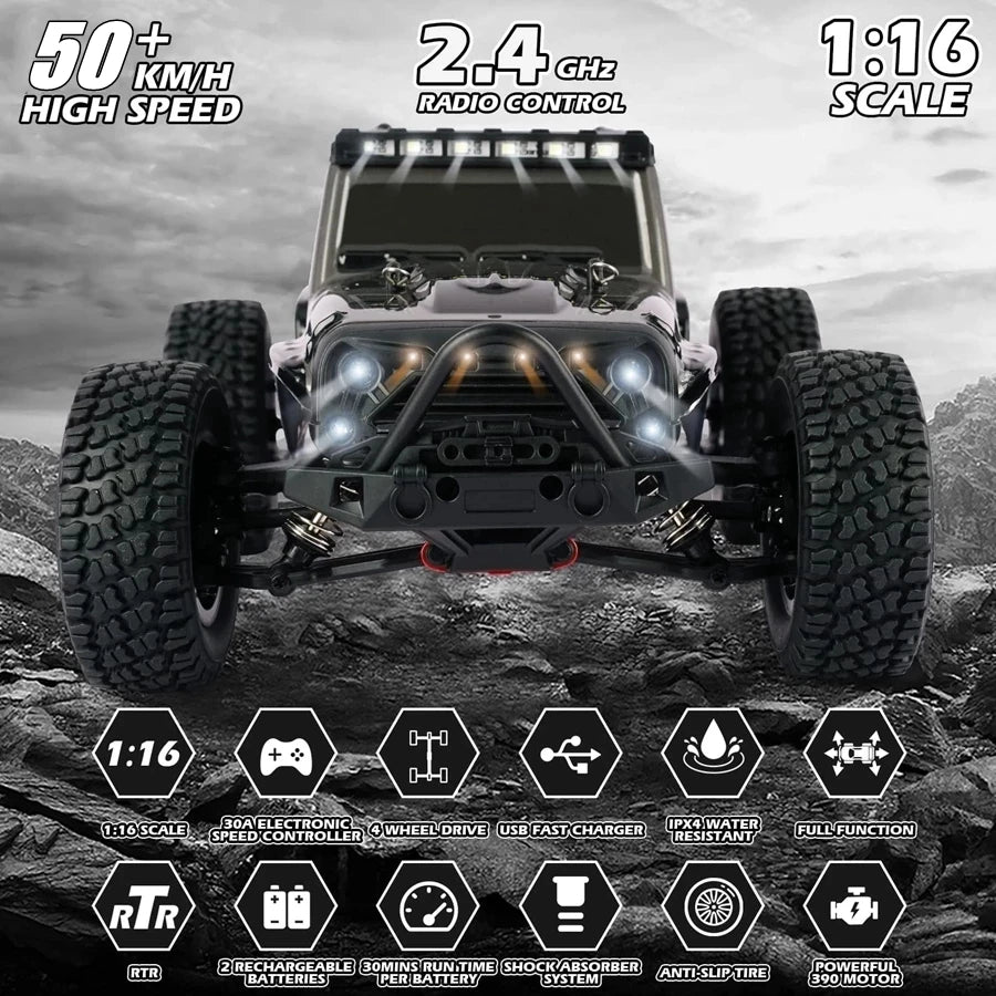 4WD 1:16 80KM/H Super Brushless 50KM/H Brushed RC Car 4x4 Off Road High Speed Drift Racing Truck Toy Kids Adults