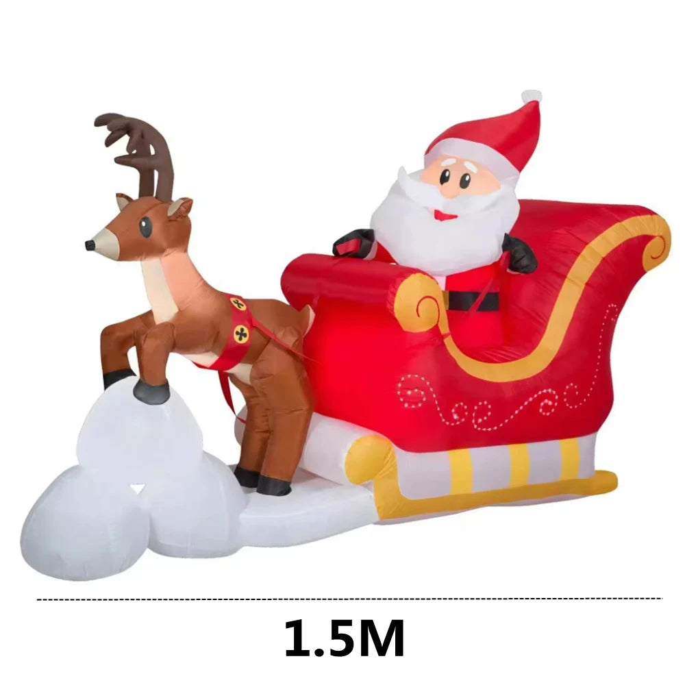 2.1M Christmas Inflatables Santa Claus Riding Sled Reindeer Indoor Outdoor Decoration