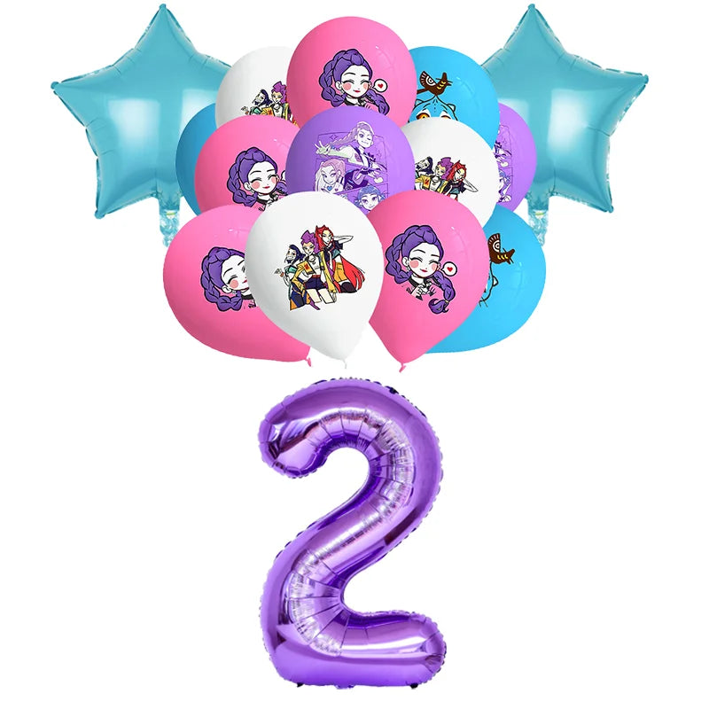 NEW Kpop Demon Hunter Decoration Birthday Supplies Kpop Birthday Theme Ballons Plate Cup Napkin Gift Bag Background Party Favor