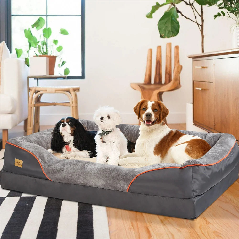 Jumbo Large Orthopedic Dog Bed Memory Foam Pet Sofa Couch Waterproof Elevated Cushion Warm & Removable Cover