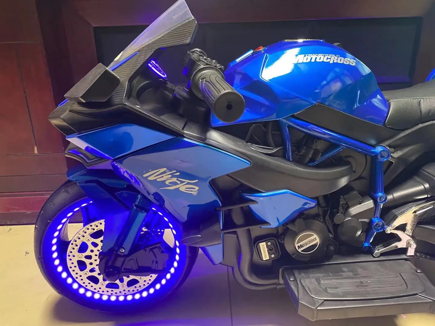 1.1M Long Children Electric Two Wheeled Rechargeable Drive Motorcycle For 3-9 Years Kids Ride On