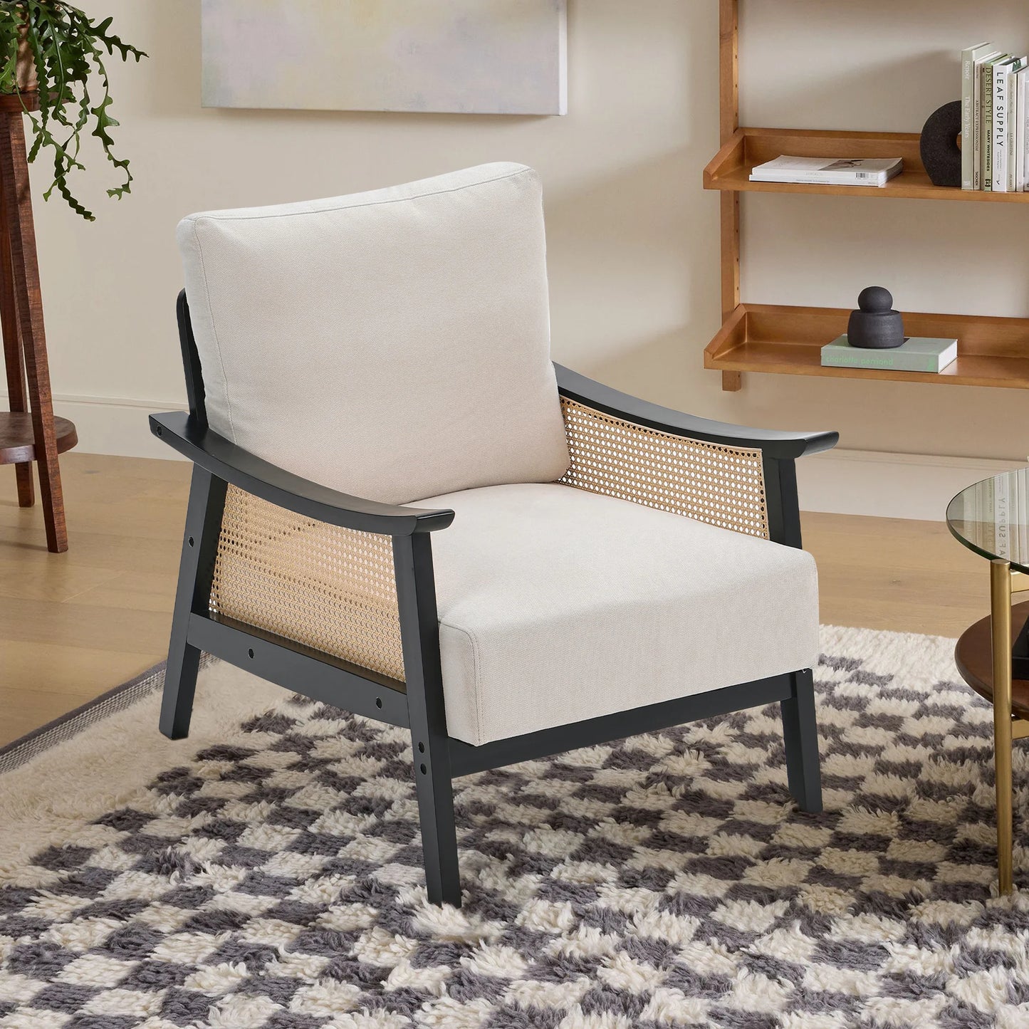 Mid Century Rattan Chair for Living Room Bedroom, 69Cm W X 79Cm D X 79Cm H