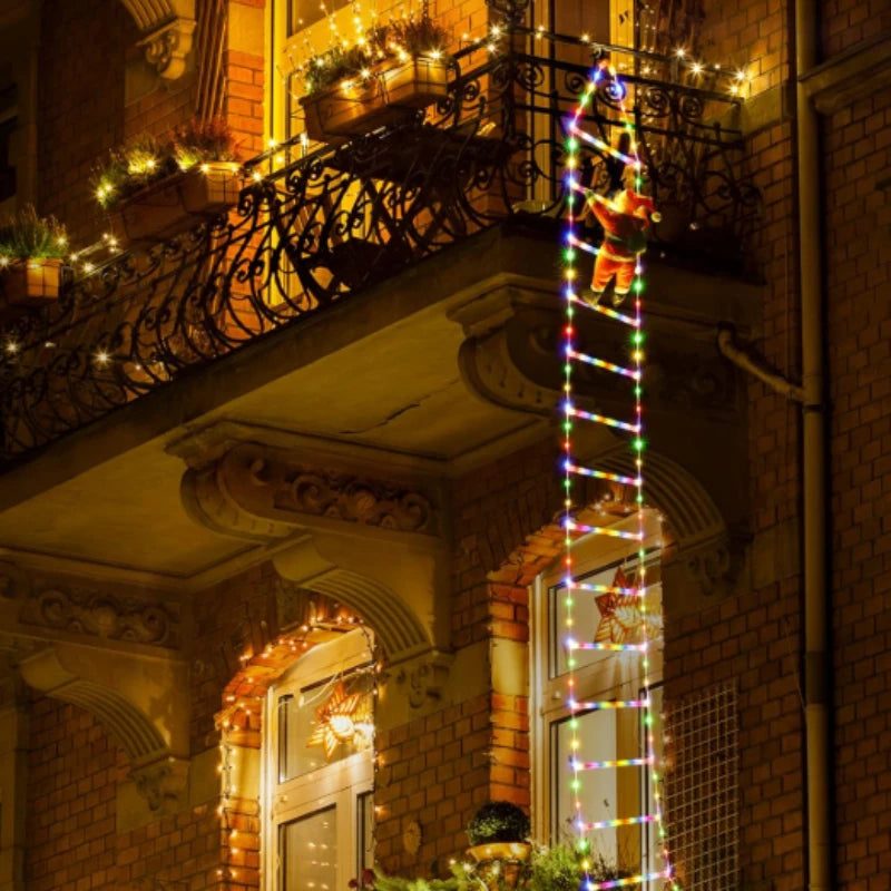 Christmas LED Santa Claus Climbing Ladder Light USB Plug 8 Flashing Modes