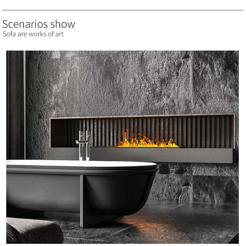 Water Vapor Fireplace Germicidal UV Lamps Customized 3D Flame Electric Fireplace Tv Stand