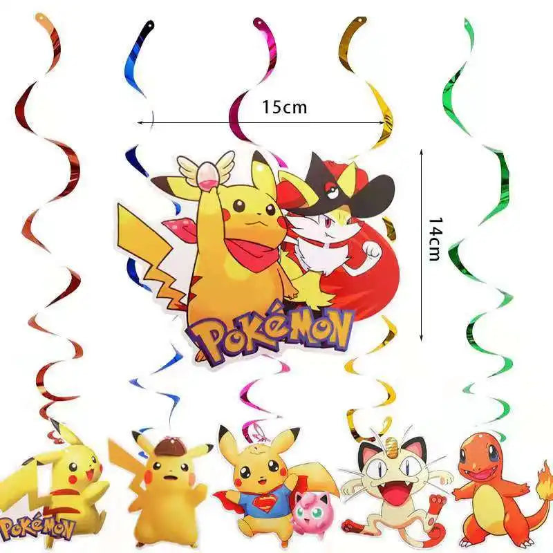 Pikachu Birthday Party Supplies Pokemon Decorations Favor Gifts - Foil Balloons Disposable Stickers Bracel Banner for Fan Events