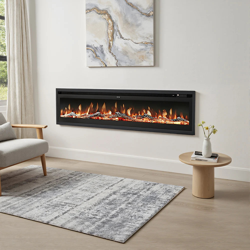 70/80 Inch Electric Fireplace with Remote 12 Flame Colours 1800W Home Decoration