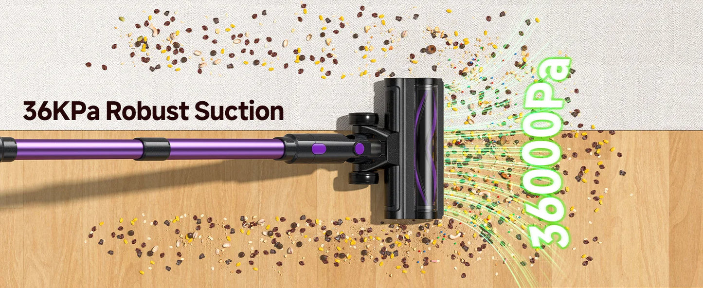 Lubluelu P4 Cordless Vacuum Cleaner 36Kpa Suction, 40Mins Runtime, Self-Standing for Hard Floor Carpet
