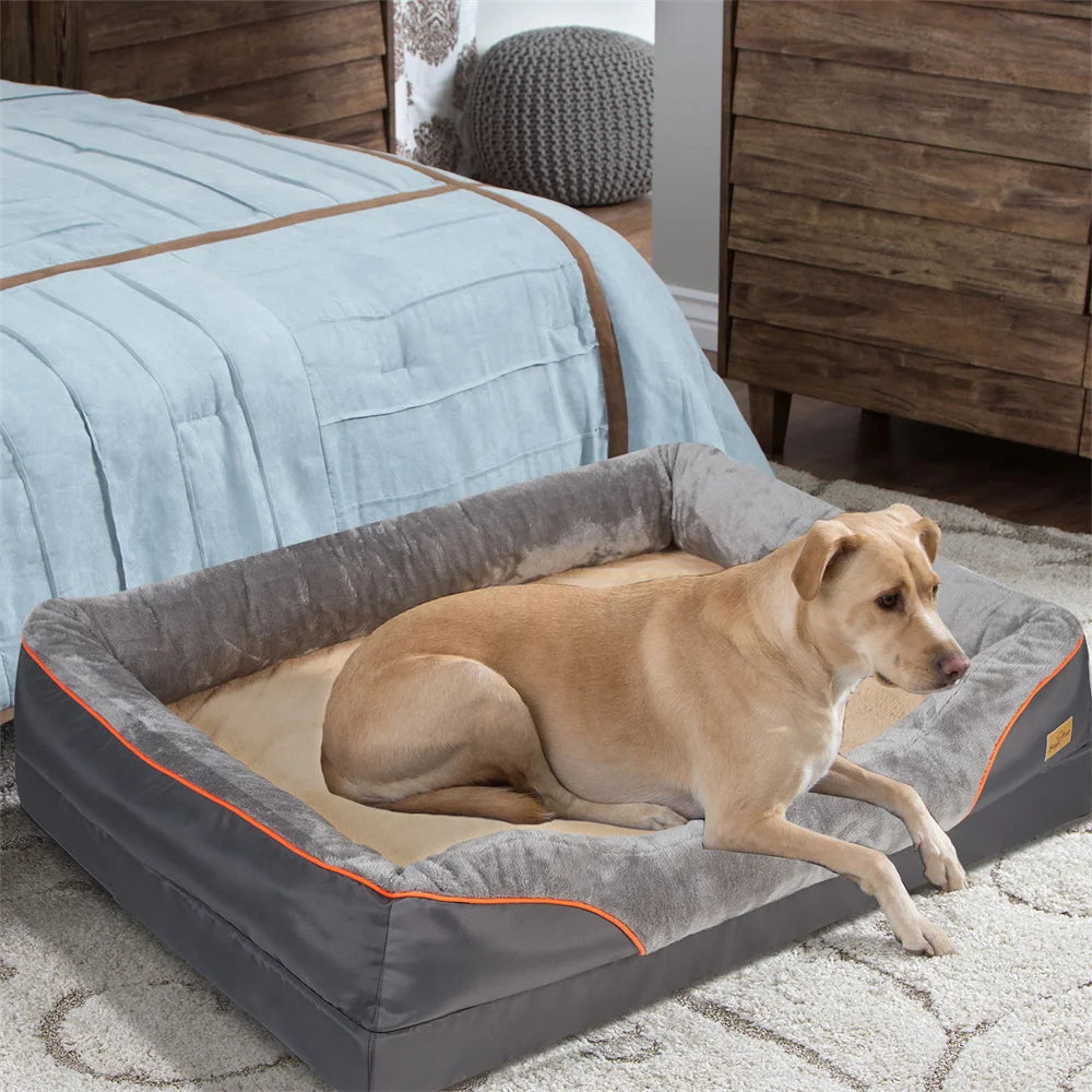 Jumbo Large Orthopedic Dog Bed Memory Foam Pet Sofa Couch Waterproof Elevated Cushion Warm & Removable Cover