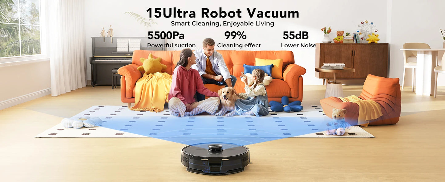 L15 ultra Robot Vacuum And Mop Combo 3 In 1 Vacuum Cleaner Auto-Charging 5 Maps