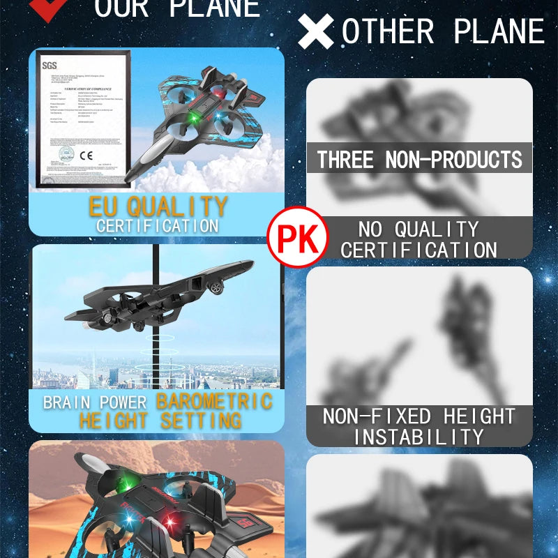 2.4G Remote Control Fighter Electric Foam Glider Stunt Tumbling UAV Helicopter with LED Lights