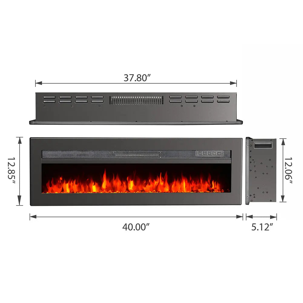 LED Electric Wall Fireplace 9 Flame Colours with Freestanding Leg, Black 40inch
