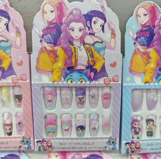 New Hot Kpop Demon Hunter Girl Group Boutique Children's Girls Exquisite Wearable Nail Stickers Toy