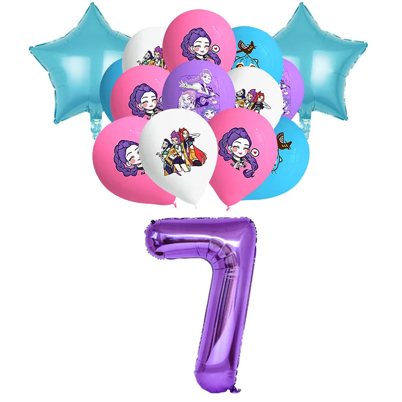 NEW Kpop Demon Hunter Decoration Birthday Supplies Kpop Birthday Theme Ballons Plate Cup Napkin Gift Bag Background Party Favor