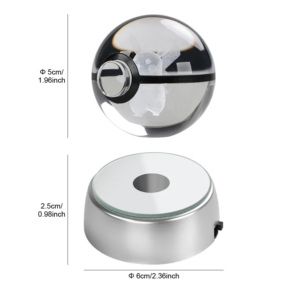 Pokemon 3D Crystal Ball Pikachu Gengar Eevee Mewtwo Anime Led Night Light