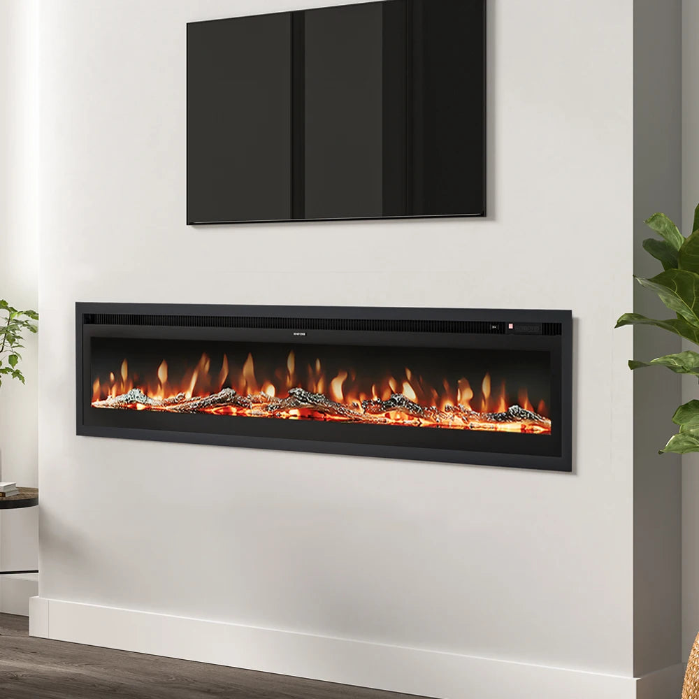 70/80 Inch Electric Fireplace with Remote 12 Flame Colours 1800W Home Decoration