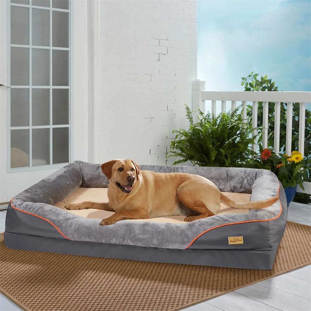 Jumbo Large Orthopedic Dog Bed Memory Foam Pet Sofa Couch Waterproof Elevated Cushion Warm & Removable Cover