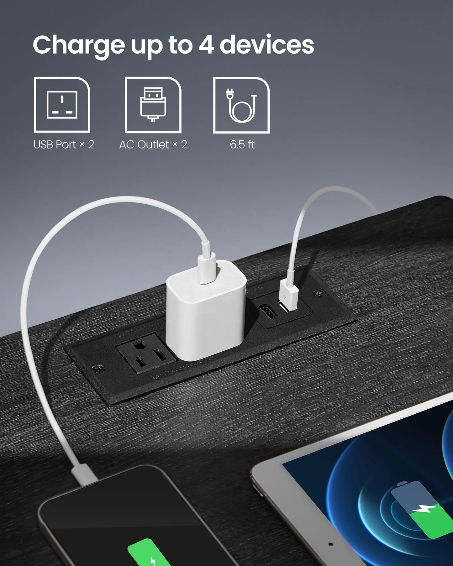 Table De Chevet Inteligente Smart Beside Table Usb Led Black Nightstand With Charging Station