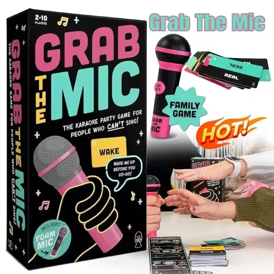 Exciting Grab The Mic The Family Karaoke Game 2-10Players 125Lyric Cards  For Family Party