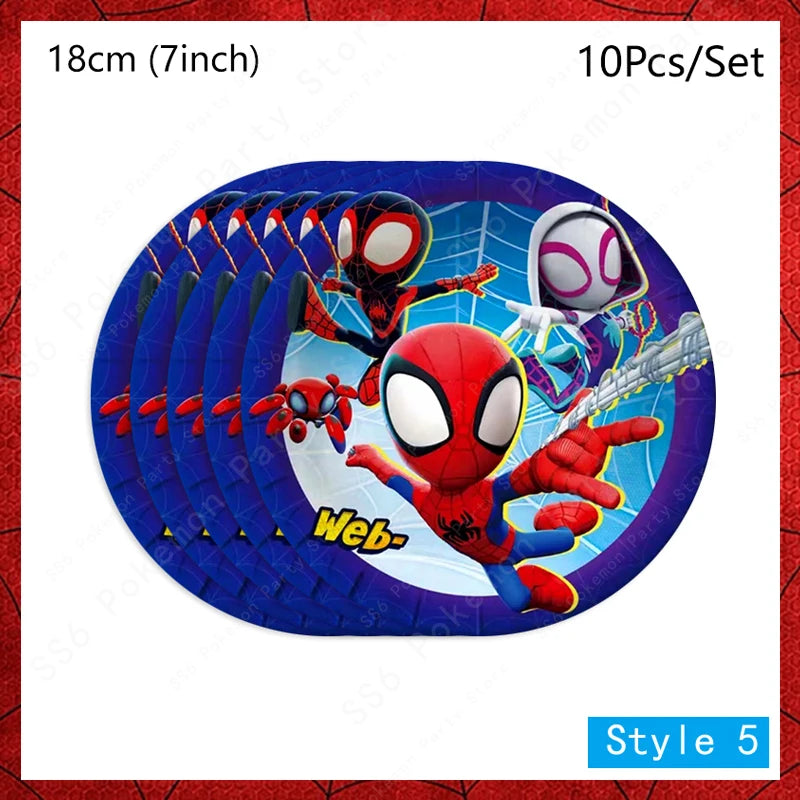 Spiderman Birthday Party Decorations Disposable Tableware Plate Cup Napkins Bags Supplies Set
