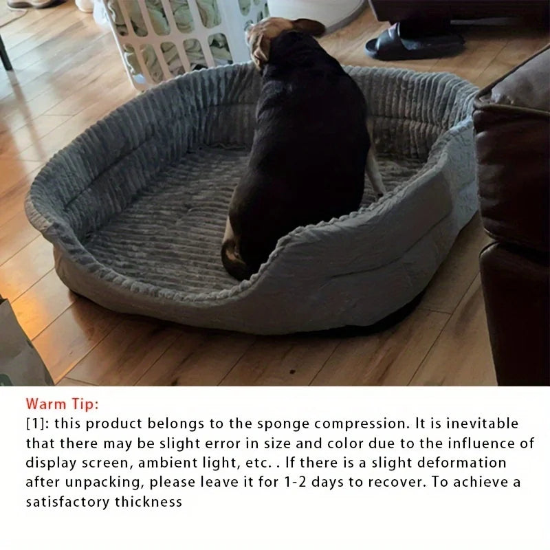 Super Soft Chew Resistant Dog Bed, Luxury Plush Thickened Mat, Machine Washable All Season Pet Sofa Cushion for Small Large Dogs